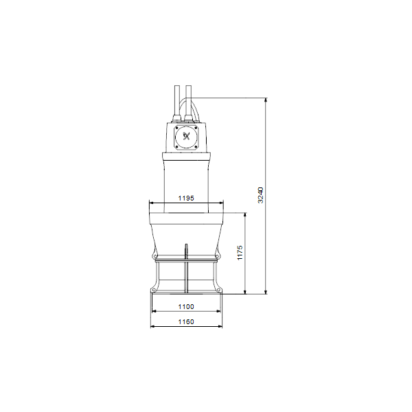 Дренажный погружной насос Grundfos для канализаций и водозабора KPL.1200.220.12.T.50.19.E.40 артикул 99265897 – габаритный чертеж