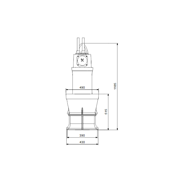 Дренажный погружной насос Grundfos для канализаций и водозабора KPL.500.15.4.T.50.15.L.40 артикул 99265365 – габаритный чертеж