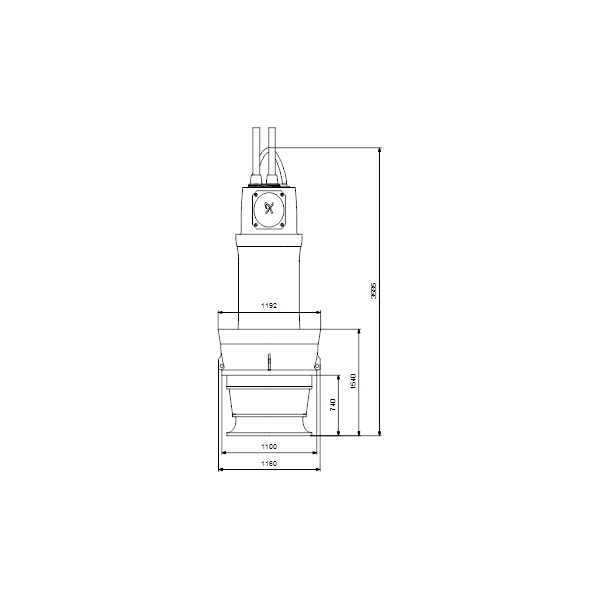 Дренажный погружной насос Grundfos для канализаций и водозабора KWM.1200.500.8.T.50.760.M.40 артикул 99301625 – габаритный чертеж