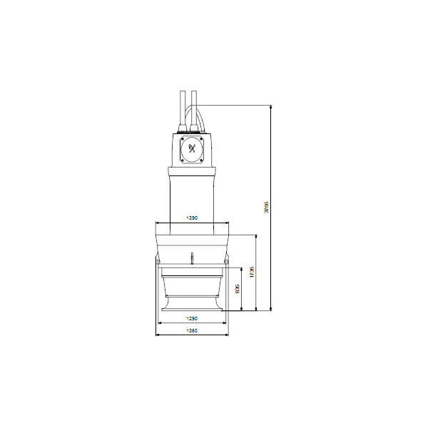 Дренажный погружной насос Grundfos для канализаций и водозабора KWM.1400.450.10.T.50.880.M.40 артикул 99301654 – габаритный чертеж