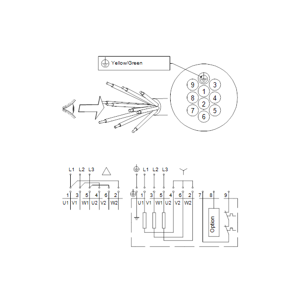 Погружной канализационный насос Grundfos SEV.80.80.110.A.2.51D артикул 96177668 – схема подключения