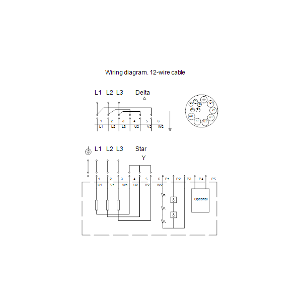 Погружной канализационный насос Grundfos SE1.85.150.150.4.52H.H.N.51D артикул 98174806 – схема подключения